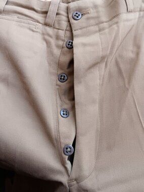 34x29 True Vintage 1930's Trousers Pants Wool Gabardine Khaki Buttonfly 1940s